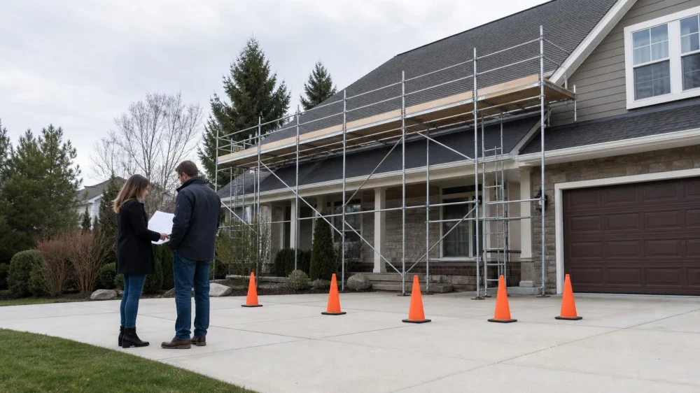 Roof Repair Scaffold Plan: Access, Exclusion, and Removal