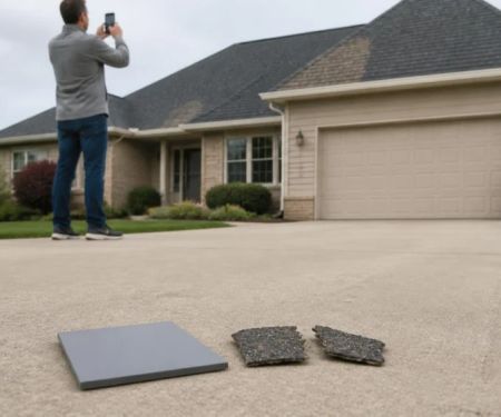 Roof Shingle Pieces on the Ground: Record Before Repair