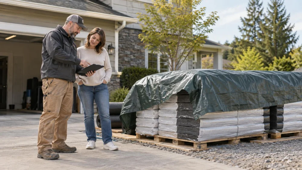 Roof Material Storage: Cover, Support, and Site Access
