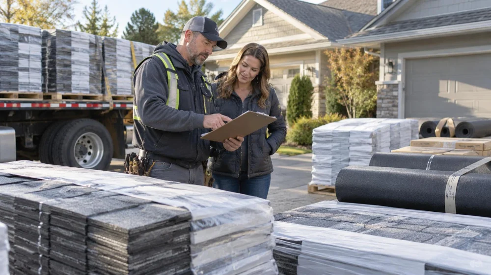 Roof Material Delivery Check: Product, Quantity, and Cover